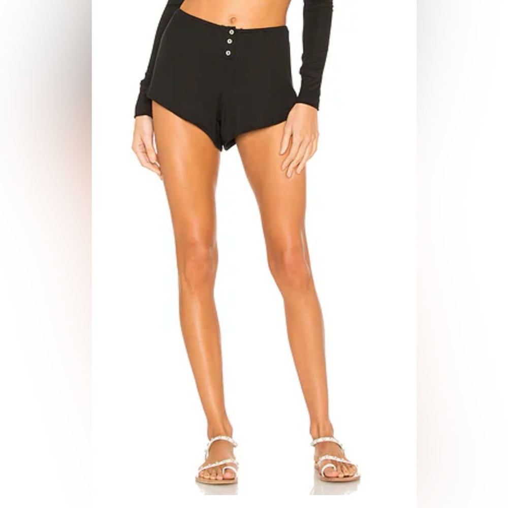 Beach Bunny Black High-Waist Button Front Swim Shorts